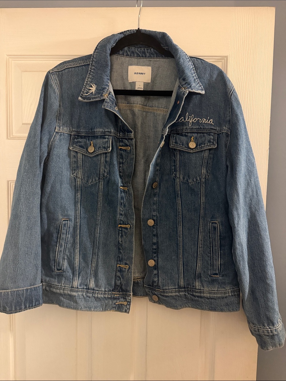 Old Navy Denim Jacket in Light Blue with 'California' Embroidery